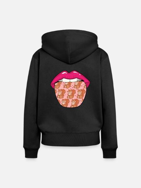 Eichhörnchen Zunge - Frauen Premium Bio Zip Hoodie - Schwarz