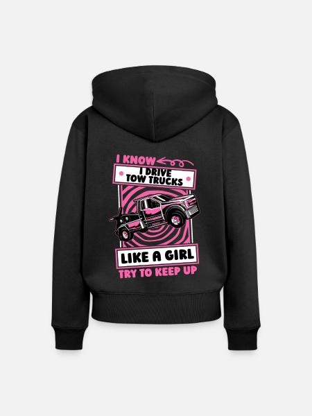 Abschleppdienst Abschlepper Mädchen - Frauen Premium Bio Zip Hoodie - Schwarz