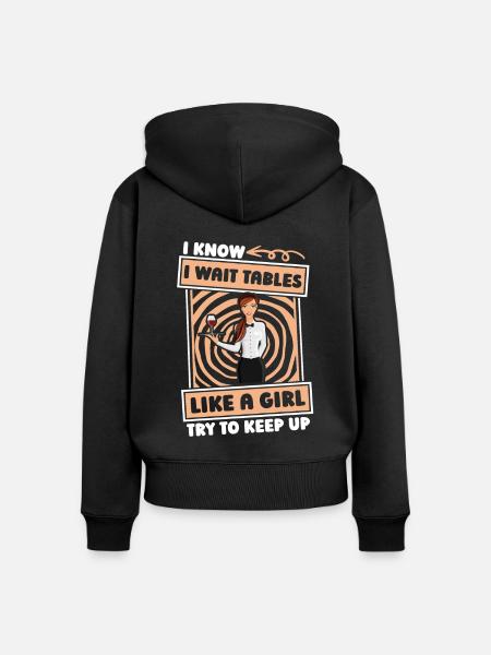 Kellner Kellnerin Lustig - Frauen Premium Bio Zip Hoodie - Schwarz