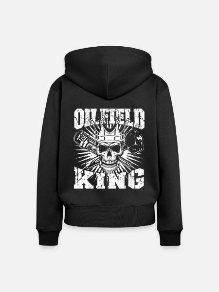 Ölfeld Bohrinsel Totenschädel - Frauen Premium Bio Zip Hoodie - Schwarz