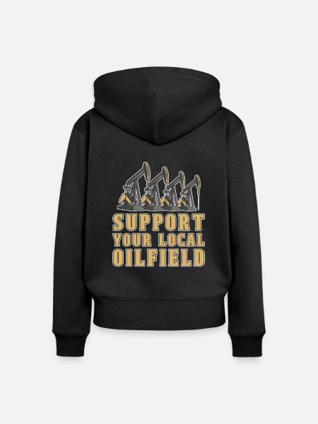 Ölfeld Bohrinsel Pumpe - Frauen Premium Bio Zip Hoodie - Schwarz