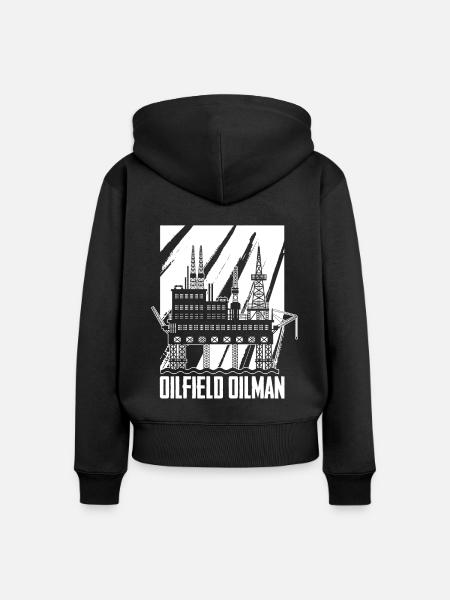 Ölfeld Bohrinsel Ölbohrinsel - Frauen Premium Bio Zip Hoodie - Schwarz