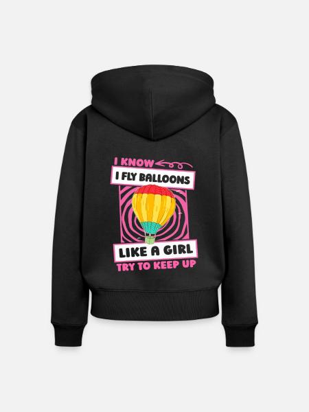 Heißluftballon Ballonfahren Mädchen - Frauen Premium Bio Zip Hoodie - Schwarz