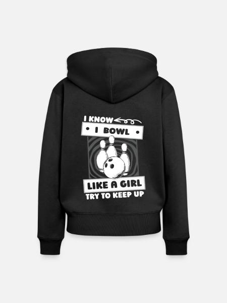 Bowling Bowlen Bowler Mädchen - Frauen Premium Bio Zip Hoodie - Schwarz