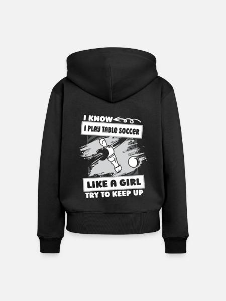 Tischfußball Kicker Mädchen - Frauen Premium Bio Zip Hoodie - Schwarz