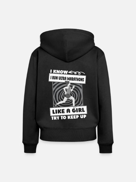 Ultramarathon Mädchen - Frauen Premium Bio Zip Hoodie - Schwarz