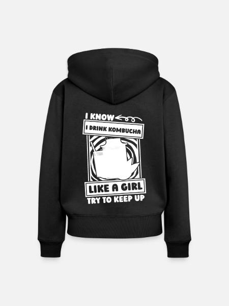 Kombucha Mädchen - Frauen Premium Bio Zip Hoodie - Schwarz