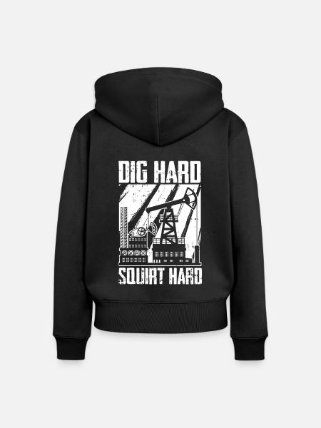 Ölfeld Bohrinsel Lustig - Frauen Premium Bio Zip Hoodie - Schwarz