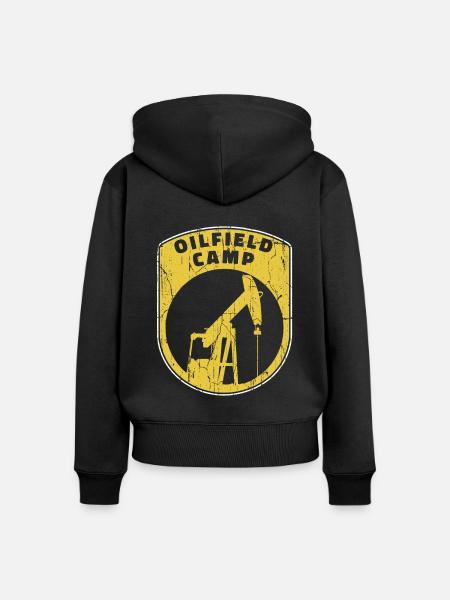 Ölfeld Bohrinsel Lager - Frauen Premium Bio Zip Hoodie - Schwarz
