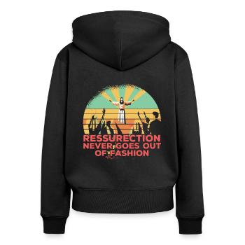 Christ Christentum - Frauen Premium Bio Zip Hoodie - Schwarz - Hinten - Julia (174cm)