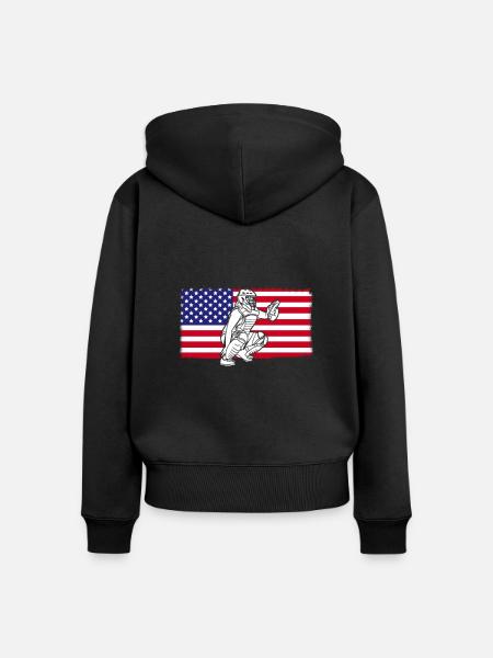 Softball US Flagge - Frauen Premium Bio Zip Hoodie - Schwarz