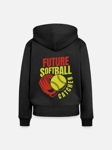 Softball Fänger - Frauen Premium Bio Zip Hoodie - Schwarz