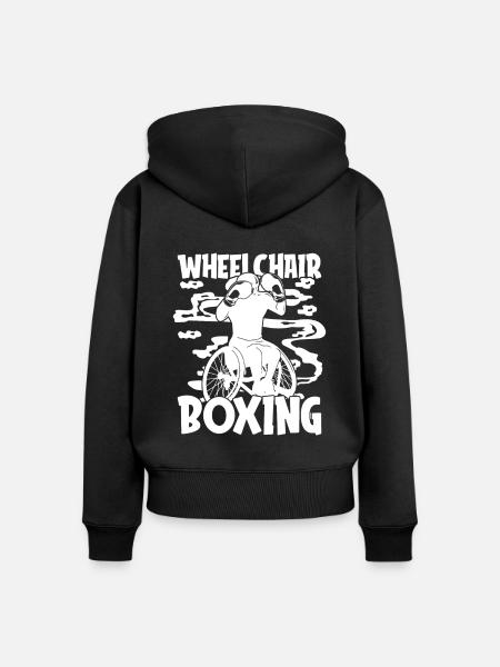 Boxen Boxer Rollstuhl - Frauen Premium Bio Zip Hoodie - Schwarz