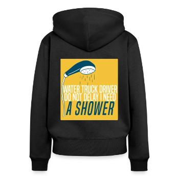 Lkw Fahrer Trucker Lastwagenfahrer Dusche - Frauen Premium Bio Zip Hoodie - Schwarz - Hinten - Julia (174cm)