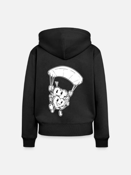 Paragleiter Paragleiten Herzen - Frauen Premium Bio Zip Hoodie - Schwarz
