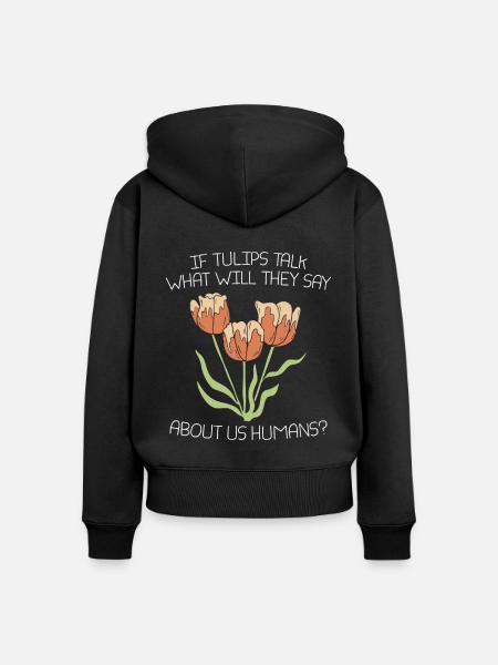 Tulpen Lustig - Frauen Premium Bio Zip Hoodie - Schwarz
