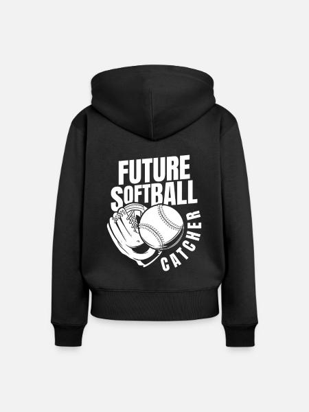 Softball Fänger - Frauen Premium Bio Zip Hoodie - Schwarz