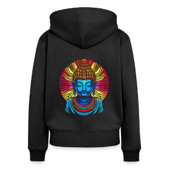 Buddha Buddhist Zen Buddha - Frauen Premium Bio Zip Hoodie - Schwarz - Hinten - Julia (174cm)