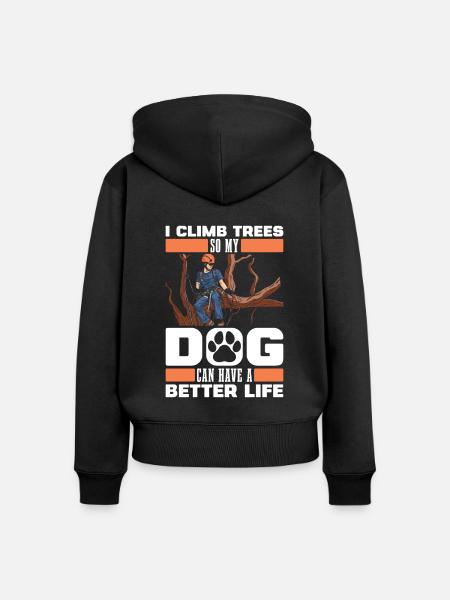 Baumpfleger Baumkletterer Arborist Hund - Frauen Premium Bio Zip Hoodie - Schwarz