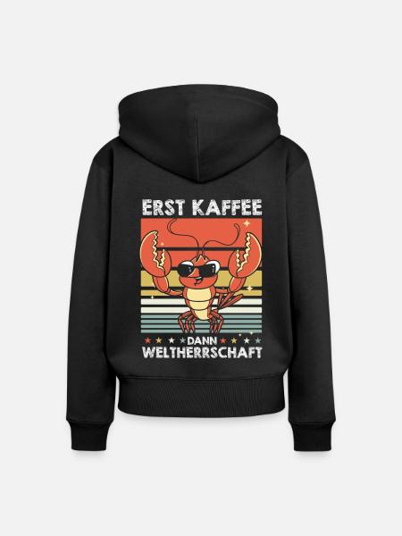 Hummer Lobster Kaffee - Frauen Premium Bio Zip Hoodie - Schwarz