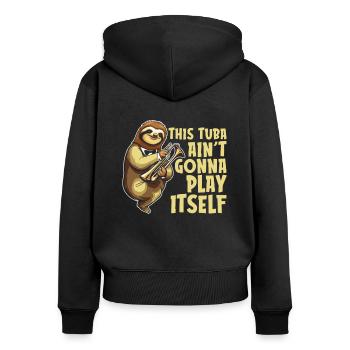 Fanfarenzug Tuba Faultier - Frauen Premium Bio Zip Hoodie - Schwarz - Hinten - Julia (174cm)