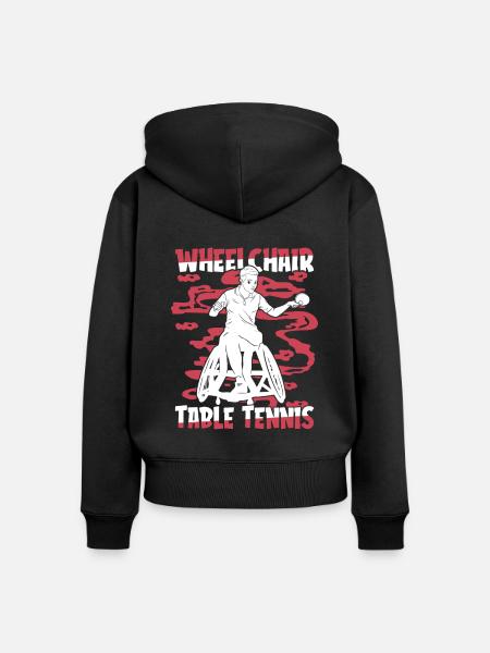 Tischtennis Pingpong Rollstuhl - Frauen Premium Bio Zip Hoodie - Schwarz
