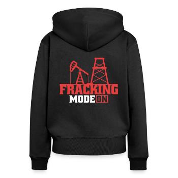 Ölfeld Bohrinsel Fracking - Frauen Premium Bio Zip Hoodie - Schwarz - Hinten - Julia (174cm)