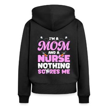Krankenschwester Mama Notfallkrankenschwester - Frauen Premium Bio Zip Hoodie - Schwarz - Hinten - Julia (174cm)
