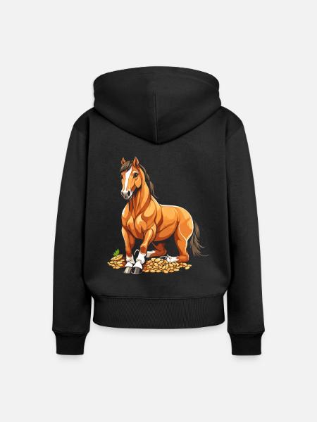 Pferd Reitsport - Frauen Premium Bio Zip Hoodie - Schwarz