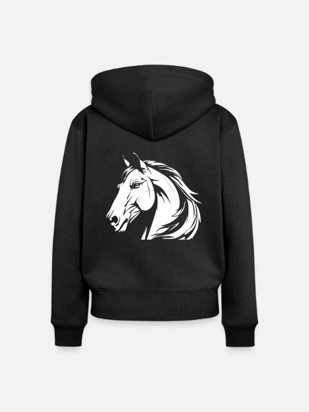 Pferd Reitsport Kopf - Frauen Premium Bio Zip Hoodie - Schwarz