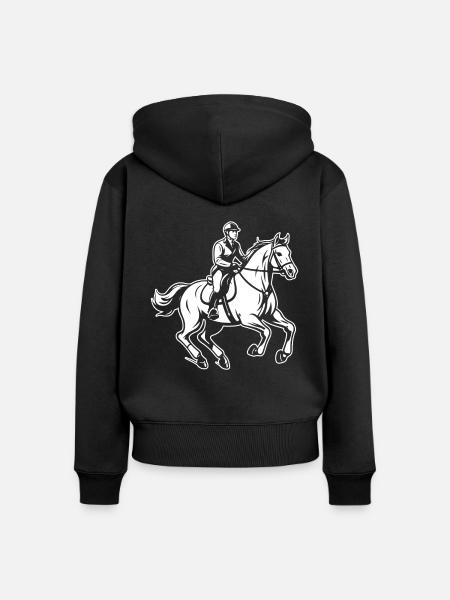 Pferd Reitsport - Frauen Premium Bio Zip Hoodie - Schwarz