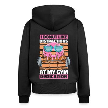Donut Fitness Witzig Donut Gym - Frauen Premium Bio Zip Hoodie - Schwarz - Hinten - Julia (174cm)