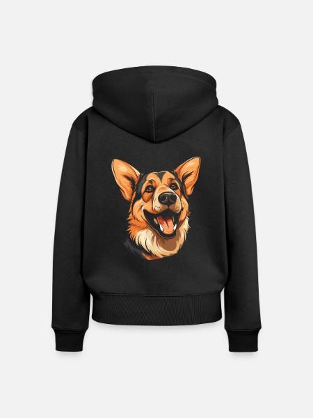Schäferhund Lächelnd - Frauen Premium Bio Zip Hoodie - Schwarz