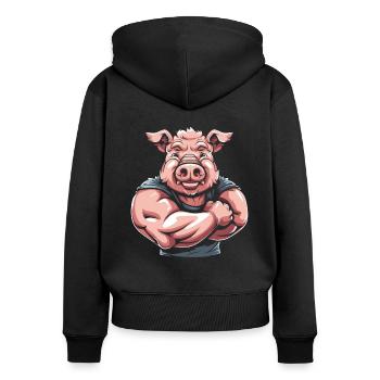 Fitness Pig - Women's Premium Organic Zip Hoodie - black - Back - Julia (174cm)