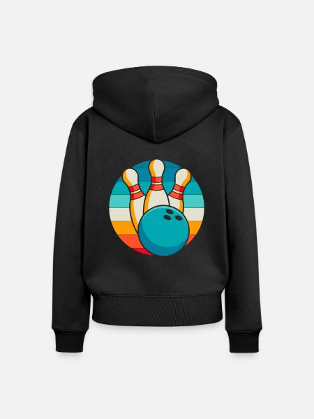 Bowling Bowlen Bowler - Frauen Premium Bio Zip Hoodie - Schwarz