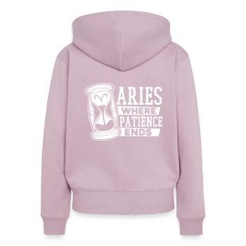 Aries Astrology - Women's Premium Organic Zip Hoodie - dusky pink - Back - Julia (174cm)
