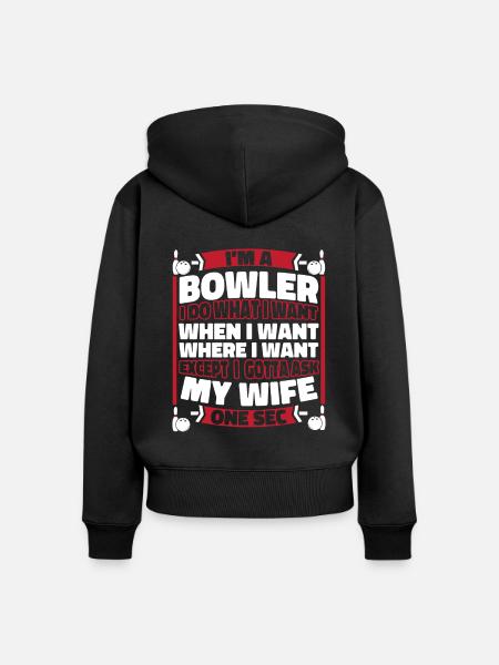 Bowling Bowlen Bowler - Frauen Premium Bio Zip Hoodie - Schwarz