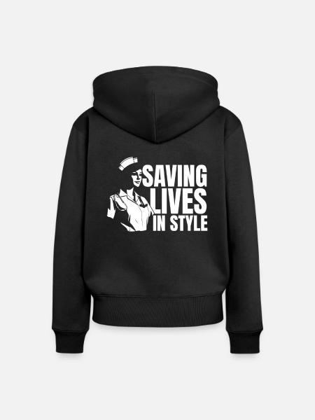Krankenschwester Mode - Frauen Premium Bio Zip Hoodie - Schwarz