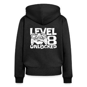 Gaming 8. Geburtstag 8 Jahre Gamer - Frauen Premium Bio Zip Hoodie - Schwarz - Hinten - Julia (174cm)