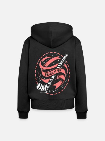 Eishockey Torwart Hockeyschläger - Frauen Premium Bio Zip Hoodie - Schwarz