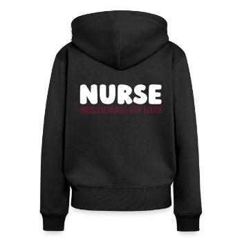 Krankenschwester - Frauen Premium Bio Zip Hoodie - Schwarz - Hinten - Julia (174cm)