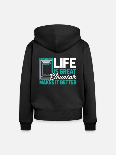 Fahrstuhl Aufzug - Frauen Premium Bio Zip Hoodie - Schwarz