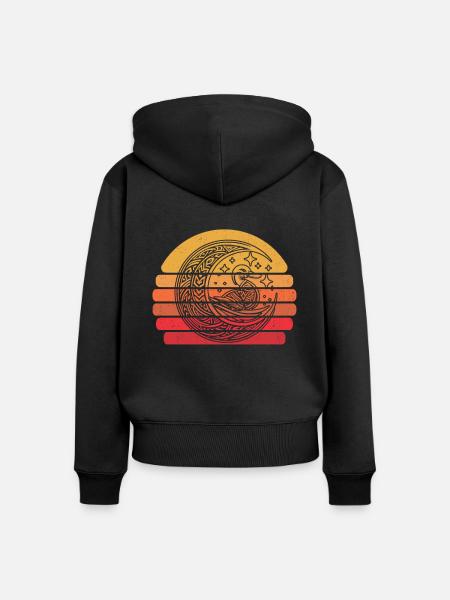 Ente Moon Phases - Frauen Premium Bio Zip Hoodie - Schwarz