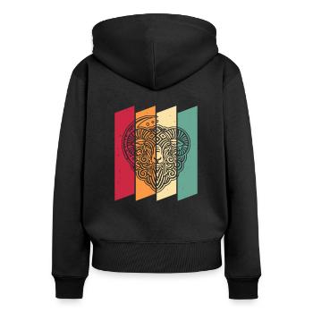 Schaf Moon Phases - Frauen Premium Bio Zip Hoodie - Schwarz - Hinten - Julia (174cm)