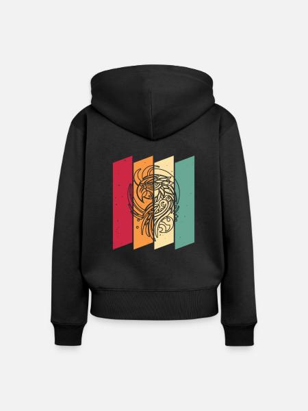 Papagei Moon Phases - Frauen Premium Bio Zip Hoodie - Schwarz