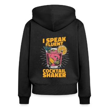 Barman Barman - Sweat à capuche zippé Premium bio Femme - noir - Dos - Julia (174cm)
