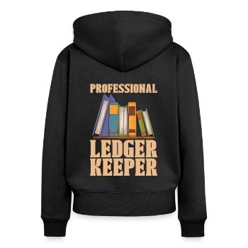 Buchhalter - Frauen Premium Bio Zip Hoodie - Schwarz - Hinten - Julia (174cm)