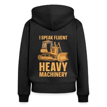 Bulldozer Planierraupe - Frauen Premium Bio Zip Hoodie - Schwarz - Hinten - Julia (174cm)