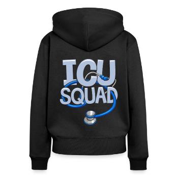 Intensivpfleger Kader - Frauen Premium Bio Zip Hoodie - Schwarz - Hinten - Julia (174cm)