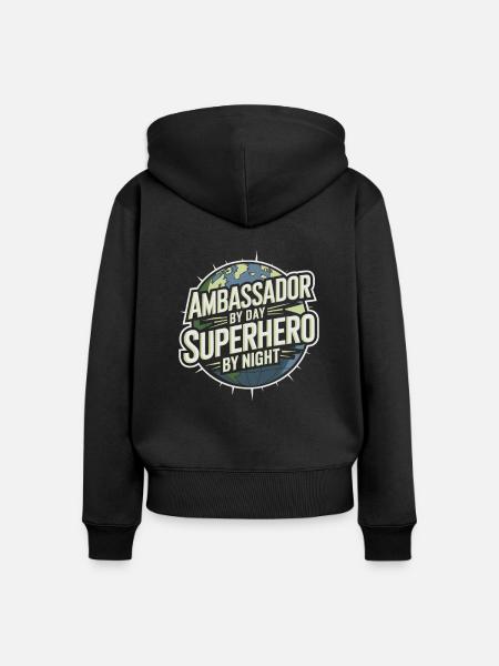 Botschafter - Frauen Premium Bio Zip Hoodie - Schwarz
